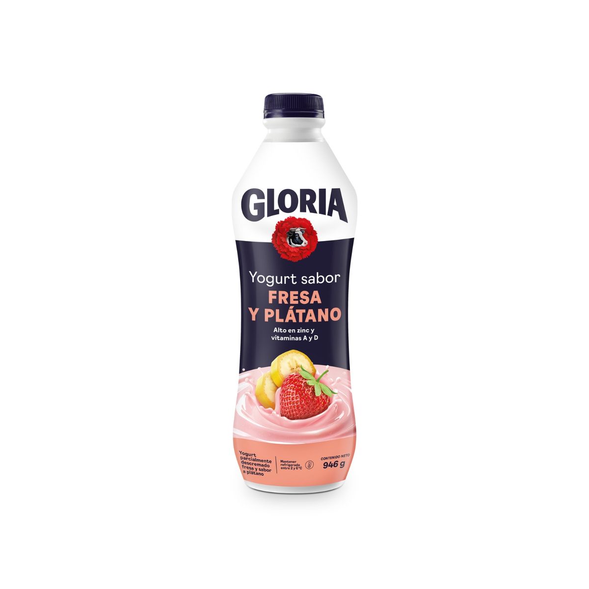 GLORIA - Yogurt Gloria Fresa Plátano Botella 946 g