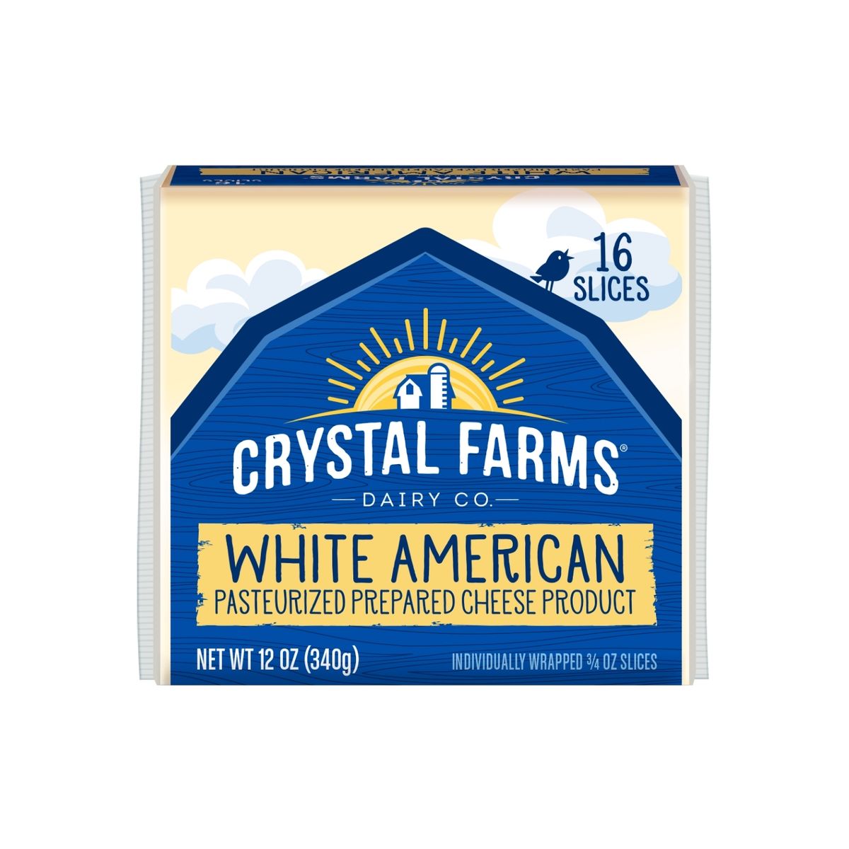 CRYSTAL FARMS - Queso Americano Blanco en Láminas Empaque 340 g