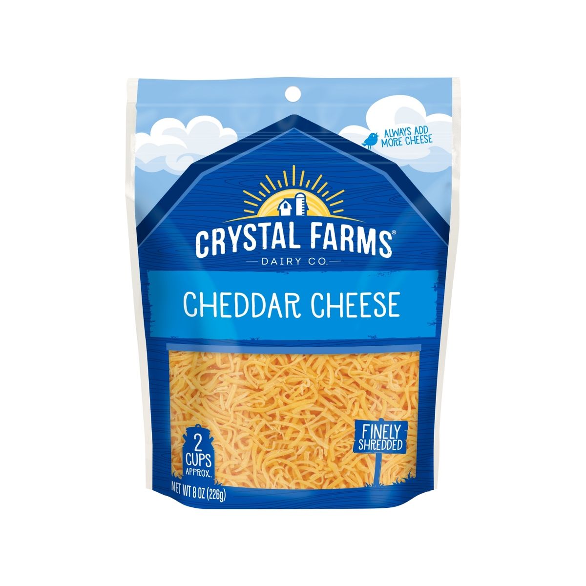 CRYSTAL FARMS - Queso Cheddar Rallado Crystal Farms Doypack 226 g