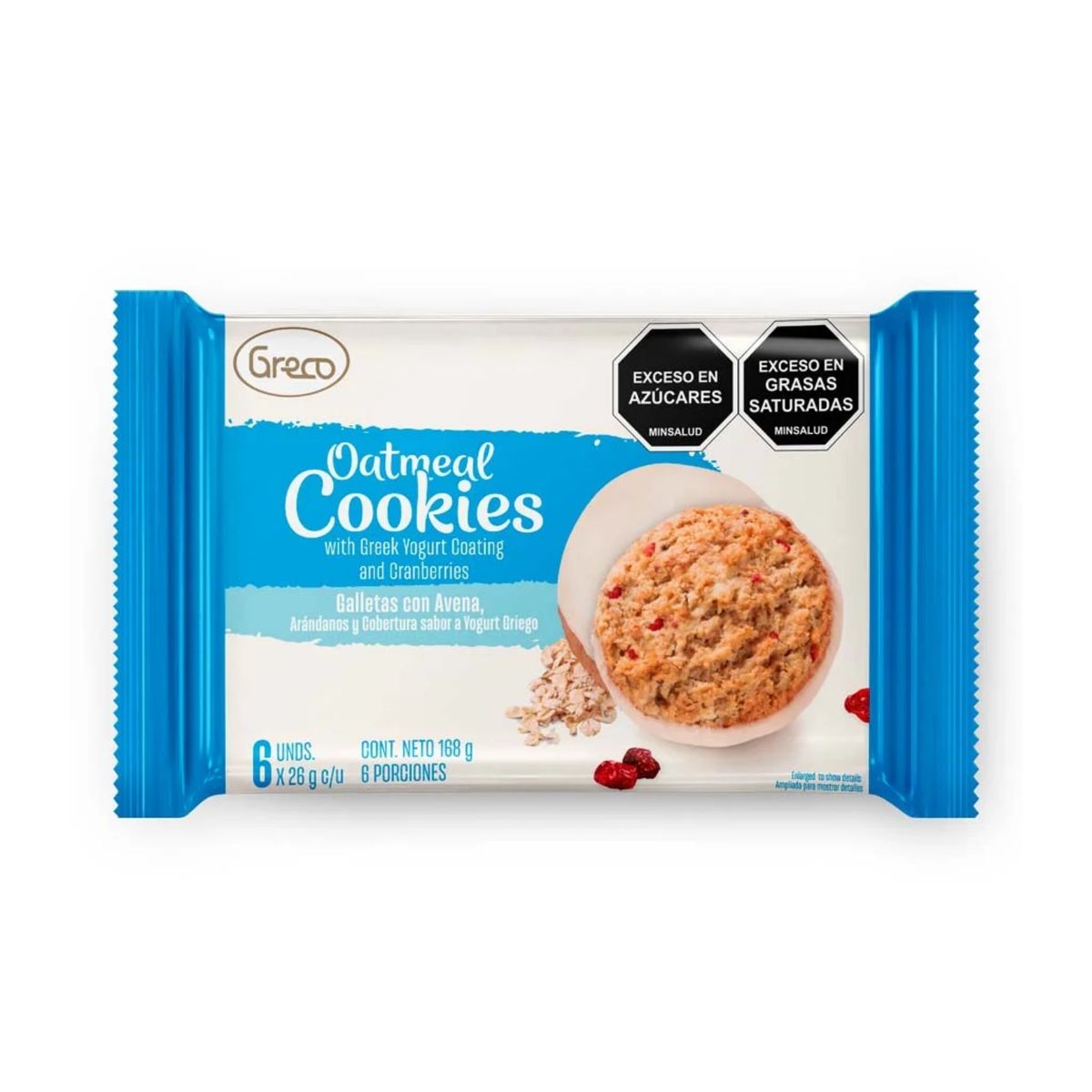 GRECO - Galletas Greco Avena, Arándanos y Yogurt Griego Empaque 6 Und