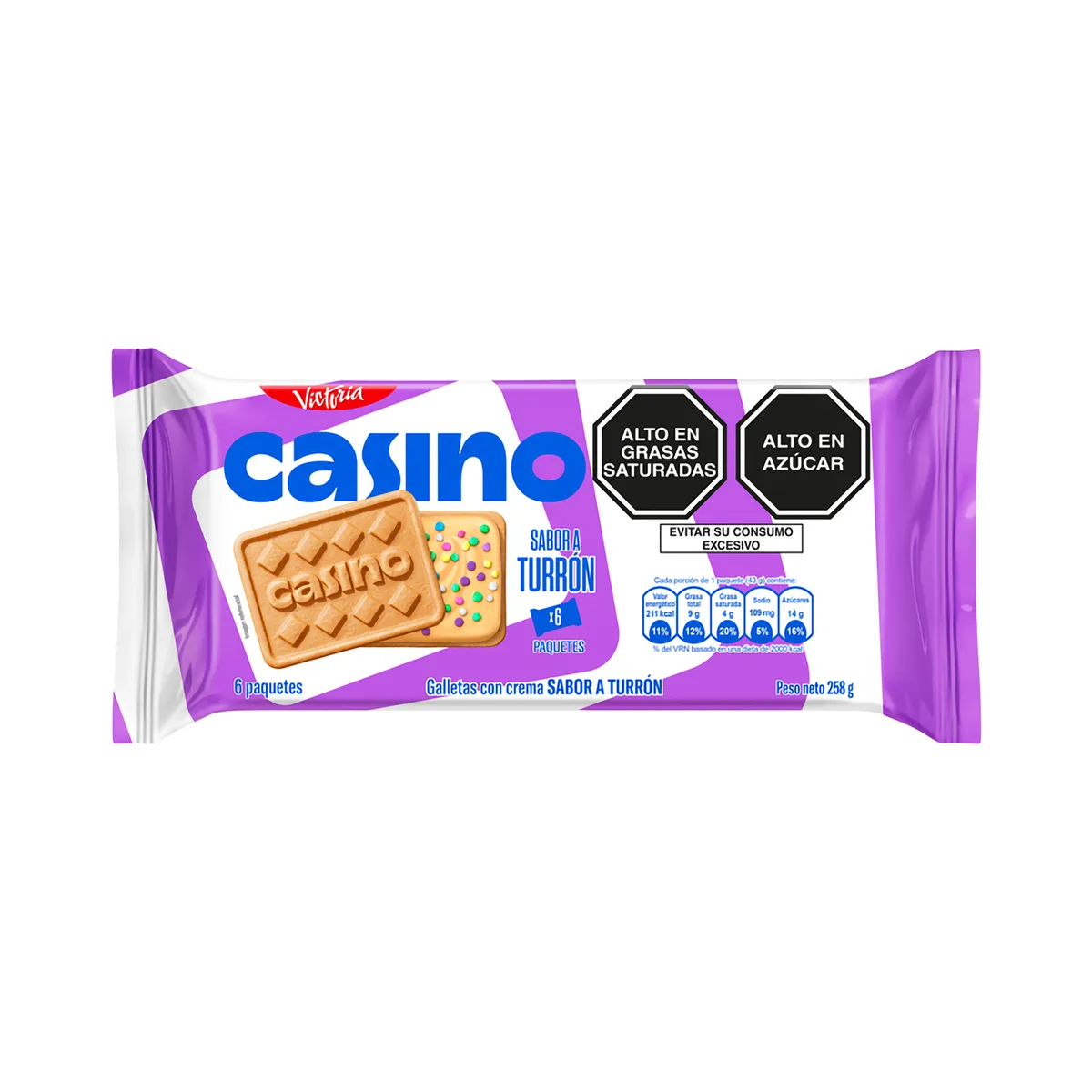 CASINO - Galleta Casino Turrón Sixpack 258 g