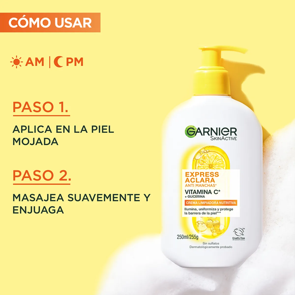 GARNIER - Crema Limpiadora Nutritiva Vitamina C Garnier Envase 250 mL