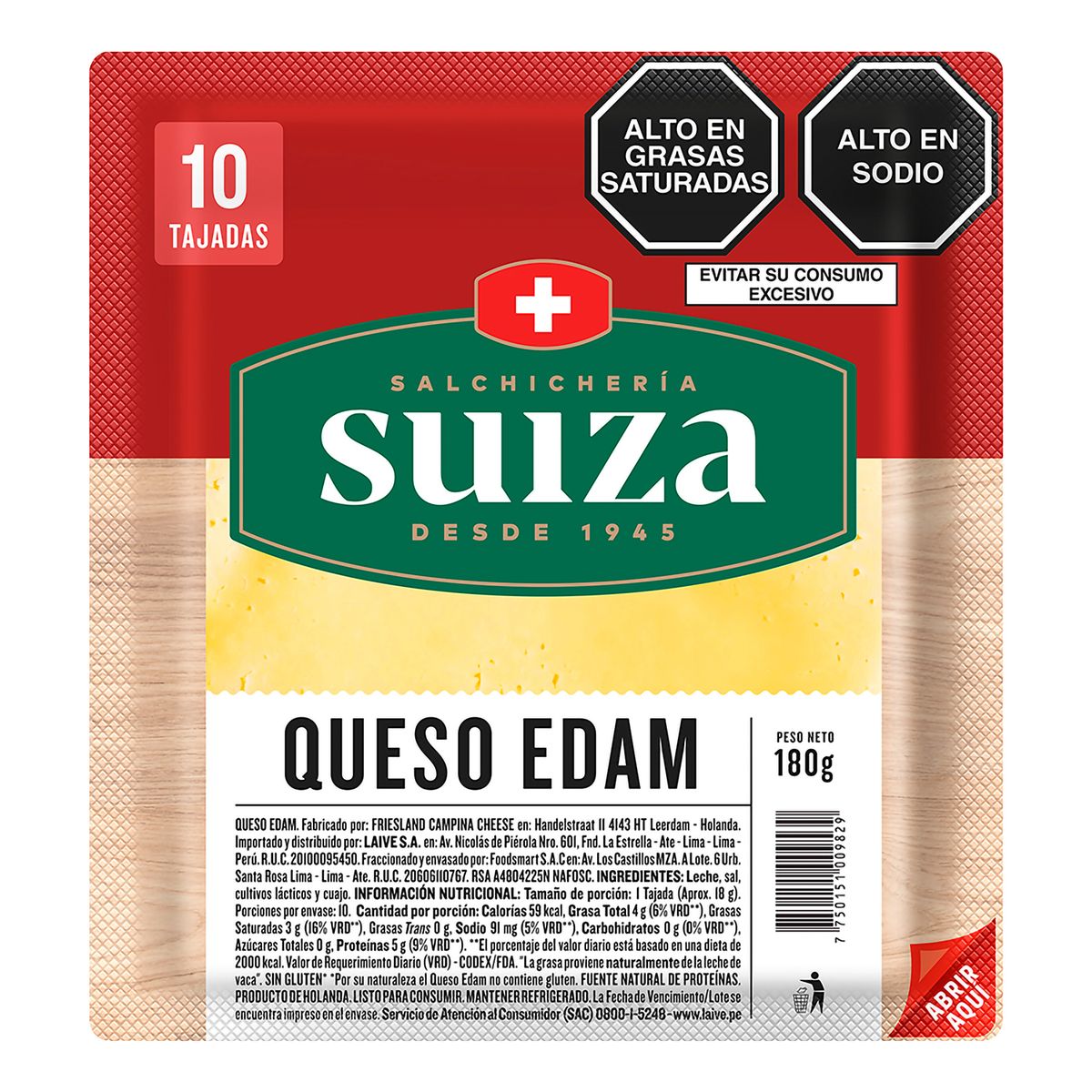 LAIVE - Queso Edam Suiza Empaque 180 g