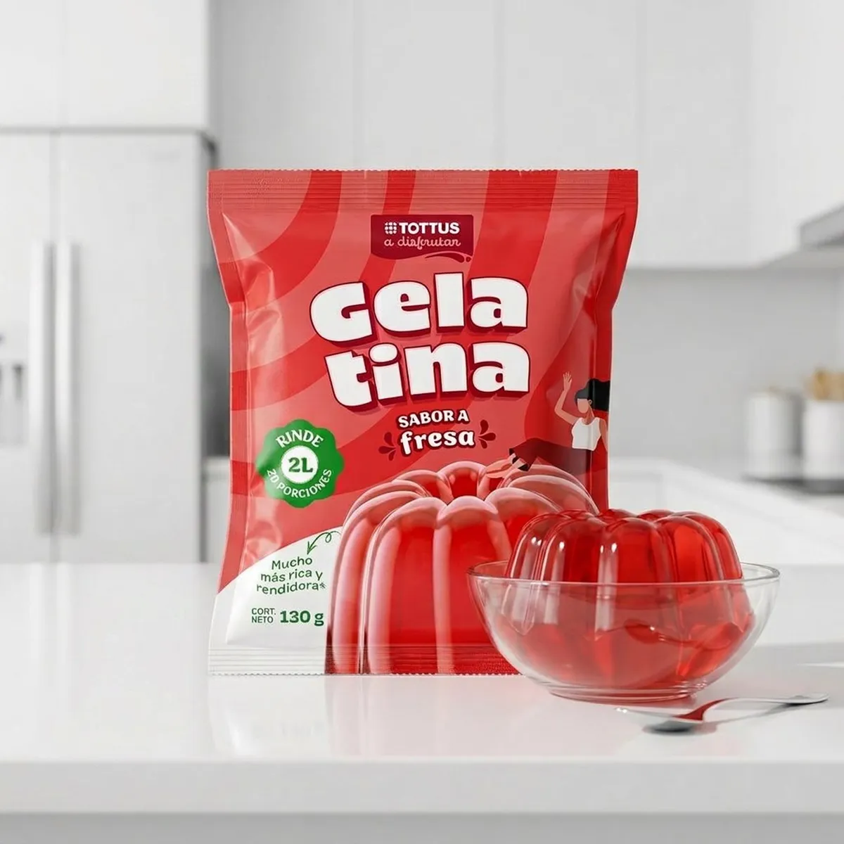 TOTTUS - Gelatina Tottus Fresa Bolsa 130 g