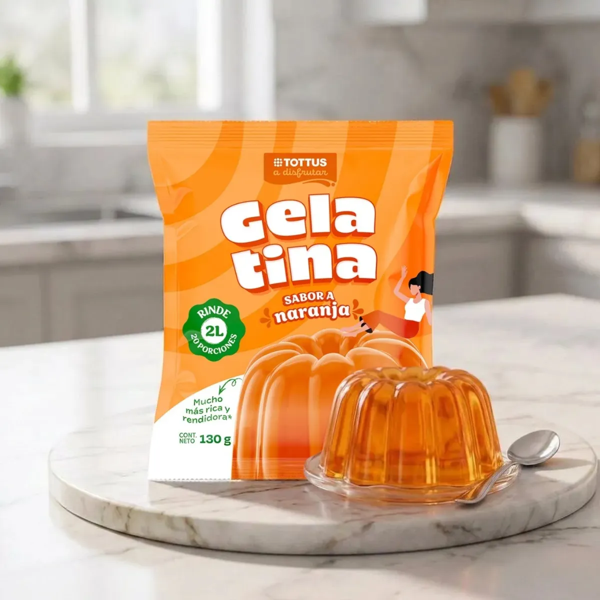 TOTTUS - Gelatina Tottus Naranja Bolsa 130 g
