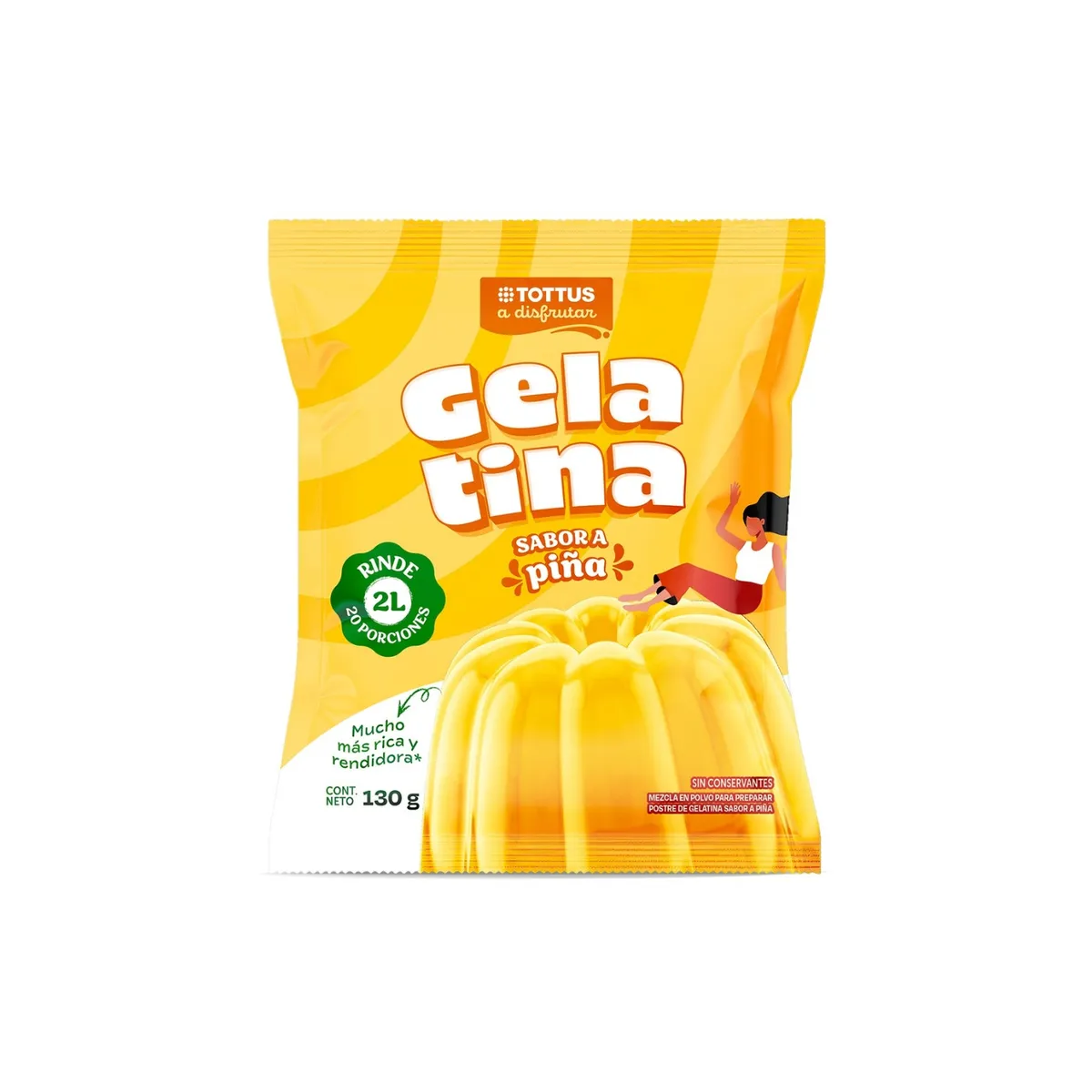 TOTTUS - Gelatina Tottus Piña Bolsa 130 g