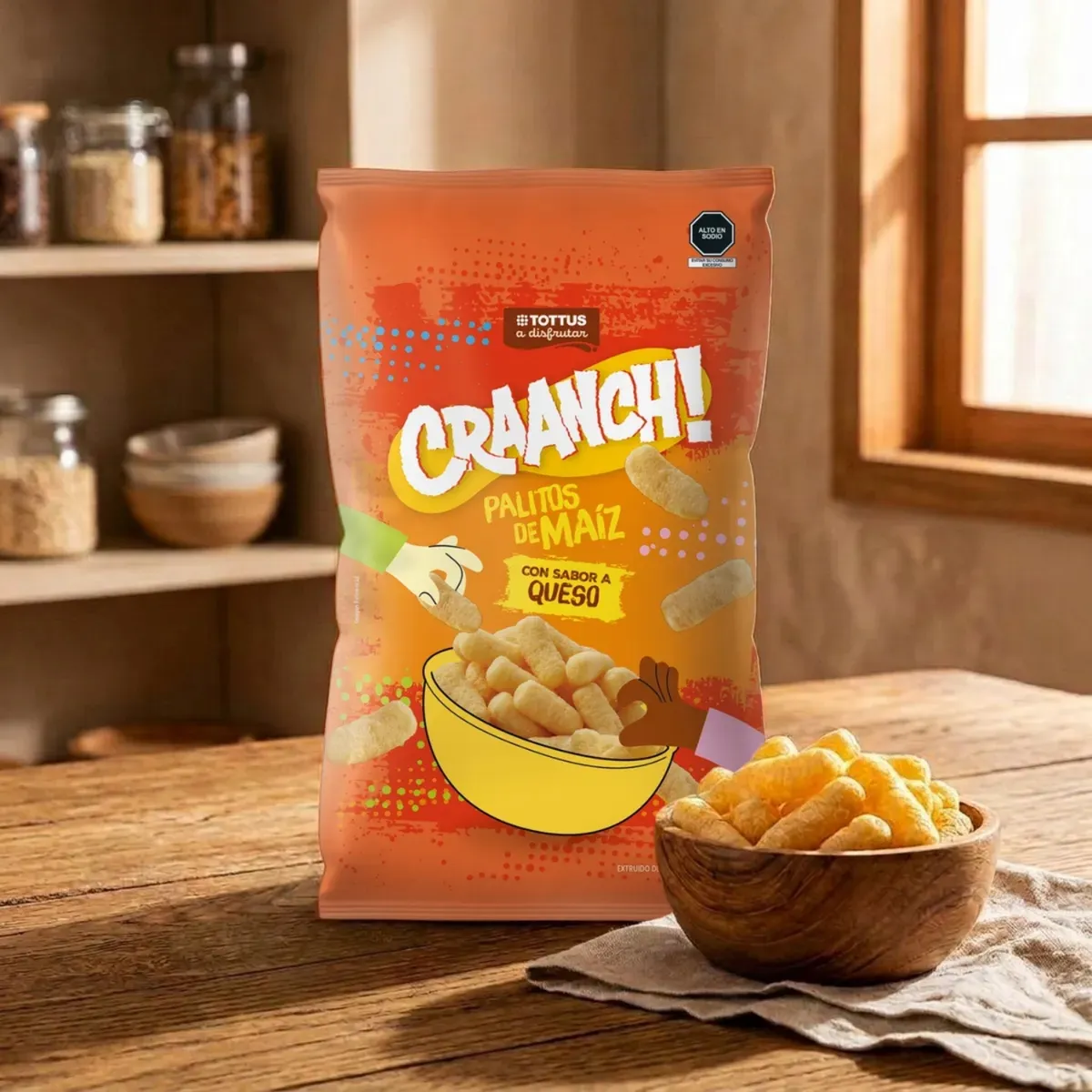  - Palitos de Maíz Sabor Queso Craanch Tottus Bolsa 190 g