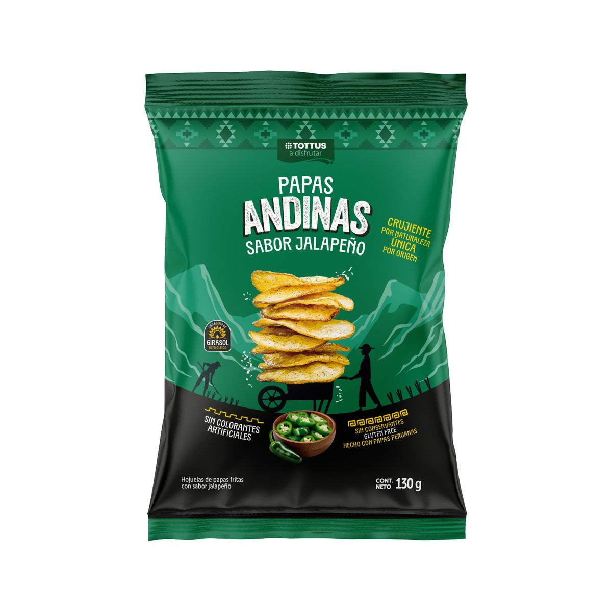 TOTTUS - Papas Fritas Tottus Sabor Jalapeño Bolsa 130 g