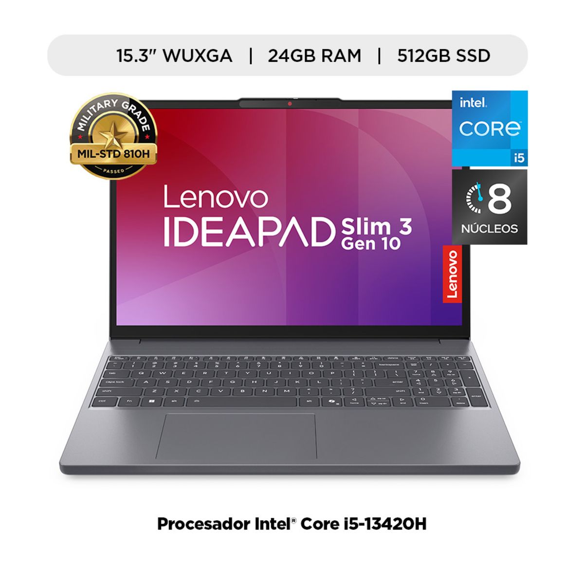 LENOVO - Laptop Lenovo Ideapad Slim 3i Intel Core i5-13420H 24GB RAM 512GB SSD 15.3" WUXGA