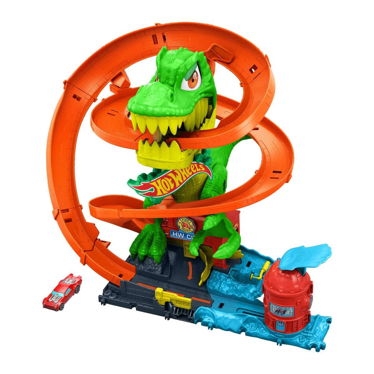 HOT WHEELS - Hot Wheels T-Rex vs Estación de Bomberos