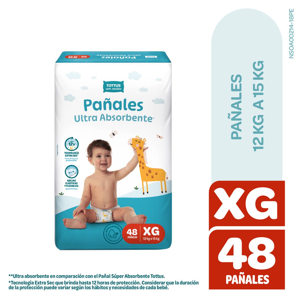 TOTTUS - Pañal Tottus Absorbente Talla XG Empaque 48 Und