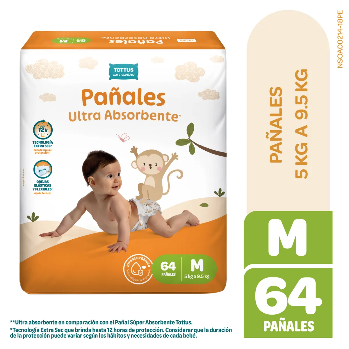 TOTTUS - Pañal Tottus Absorbente Talla M Empaque 64 Und