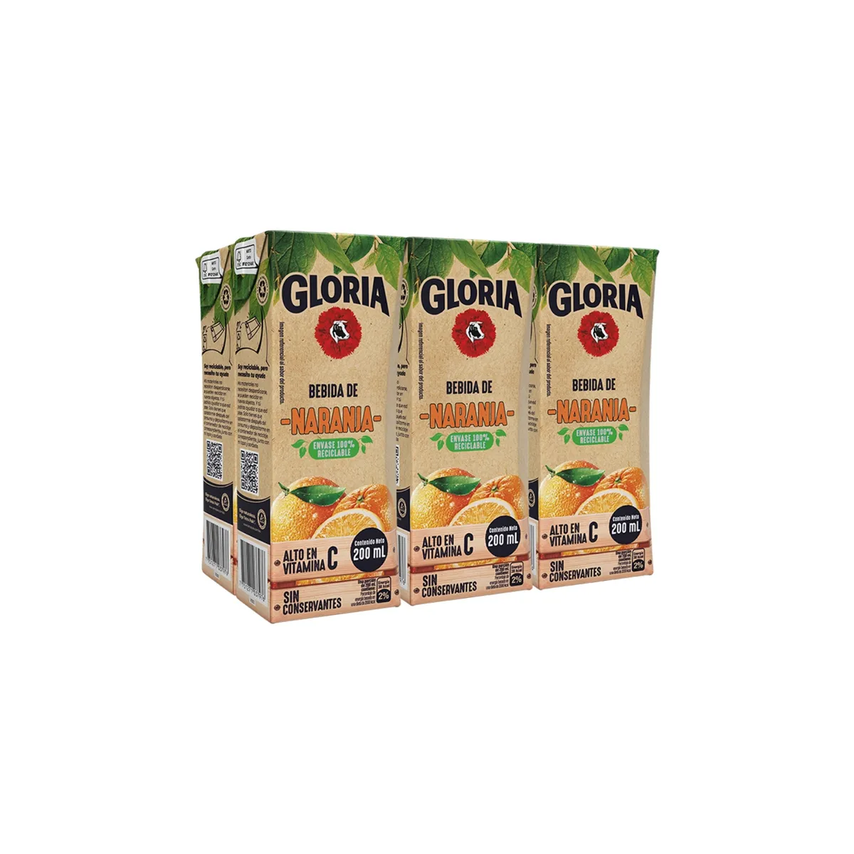 GLORIA - Bebida Gloria Naranja Sixpack Caja 200 mL