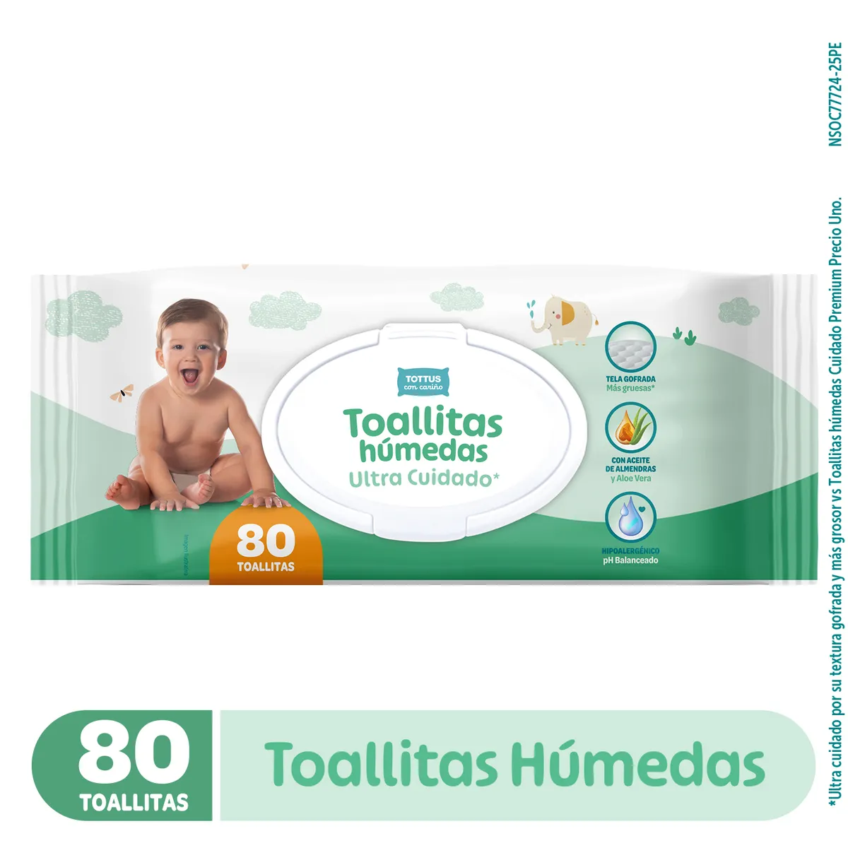 TOTTUS - Toallitas Húmedas Bebé Ultra Cuidado Tottus Empaque 80 Und