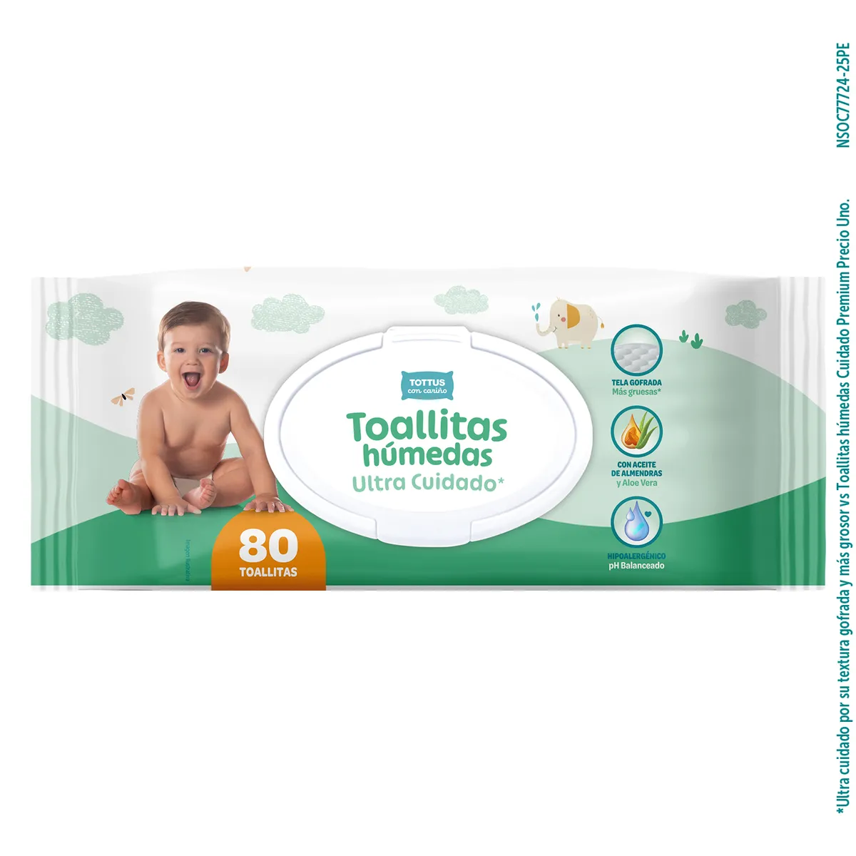 TOTTUS - Toallitas Húmedas Bebé Ultra Cuidado Tottus Empaque 80 Und
