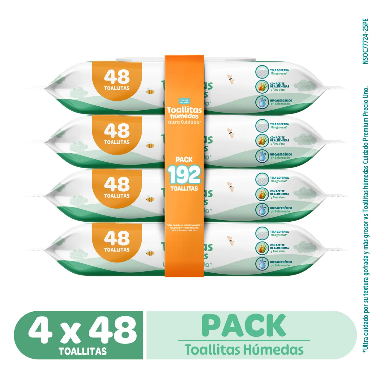 TOTTUS - Toallitas Húmedas Bebé Ultra Cuidado Tottus Empaque 192 Und