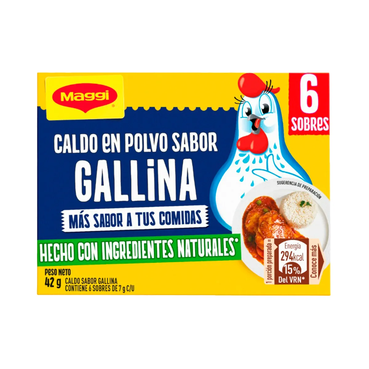 MAGGI - Caldo en Polvo Maggi Sabor Gallina Caja 6 Sobres