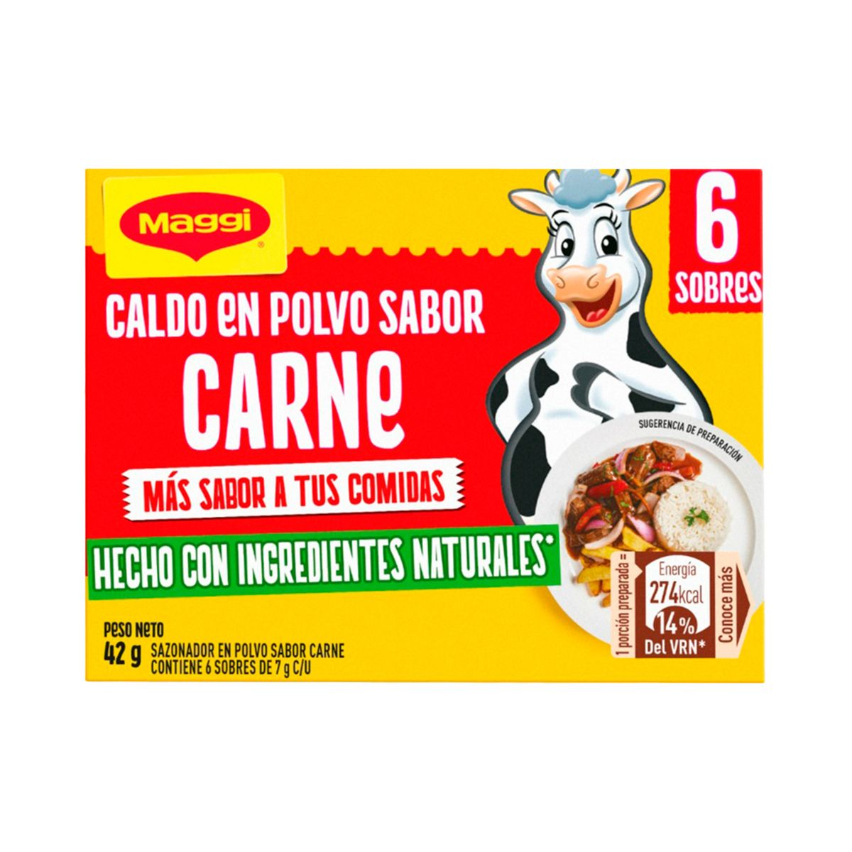 MAGGI - Caldo en Polvo Maggi Sabor Carne Caja 6 Sobres
