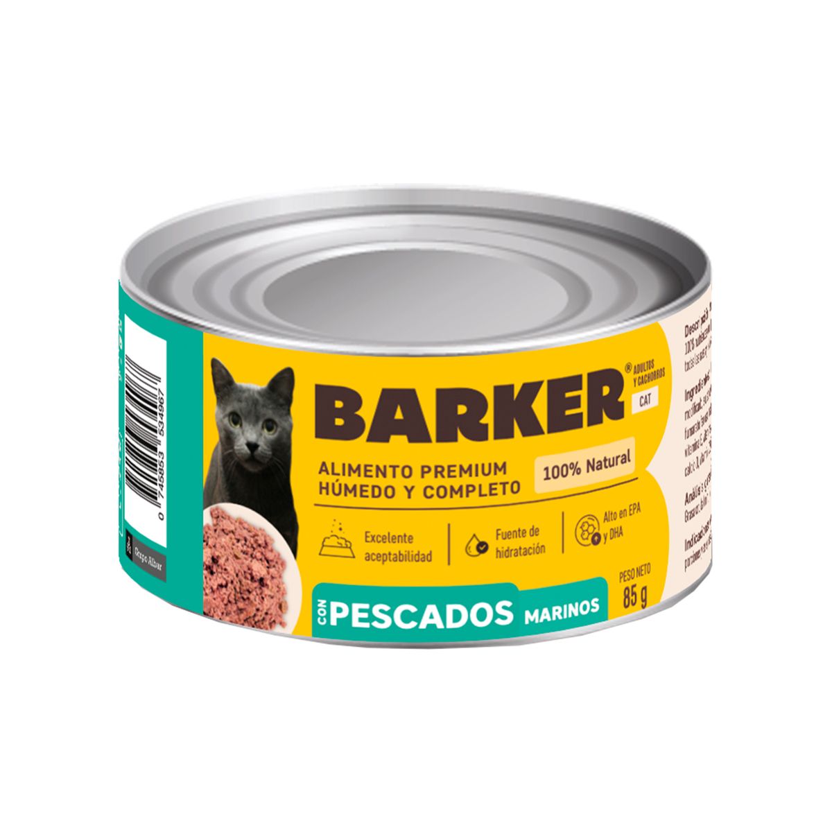  - Alimento Húmedo Gato Barker Pescados Marinos Lata 85 g