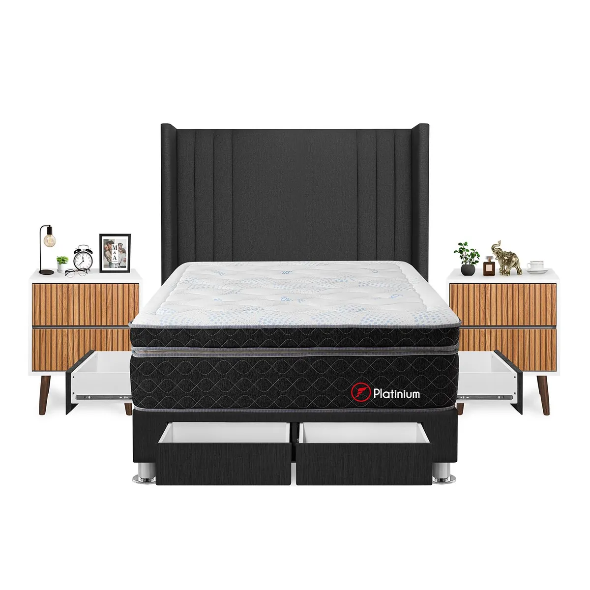 FORLI - Dormitorio Platinium 2Plz Gris+Vel Milan