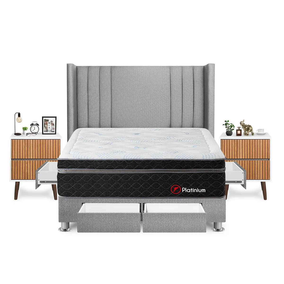FORLI - Dormitorio Platinium Queen Plata+Vel Milan