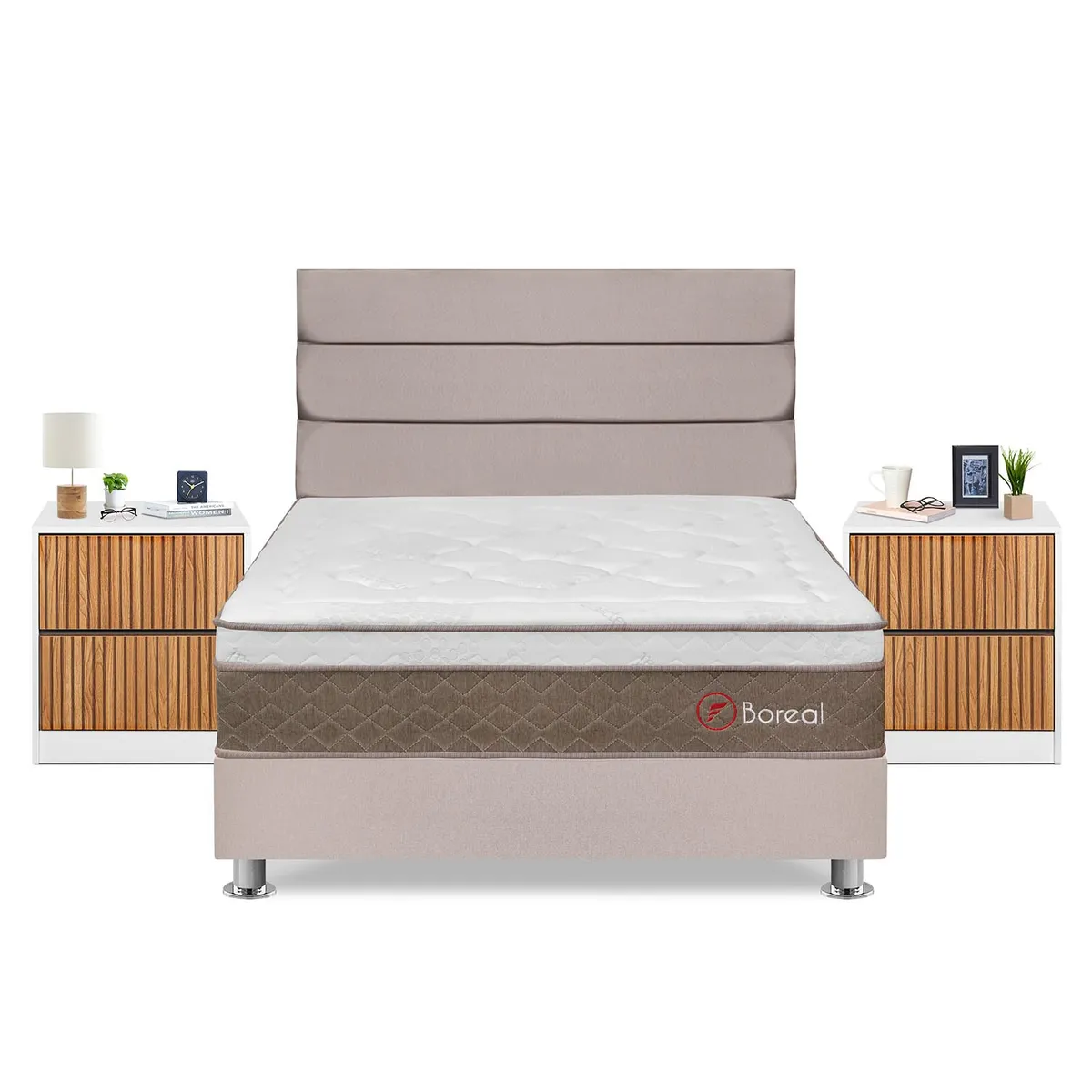 FORLI - Dormitorio Boreal Queen Beige+Vel Roma