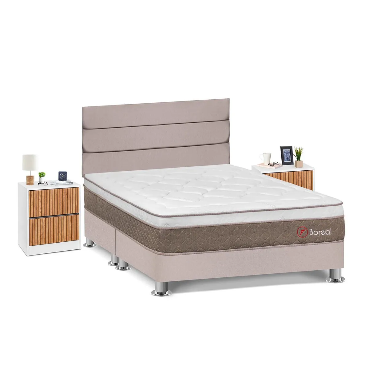FORLI - Dormitorio Boreal Queen Beige+Vel Roma