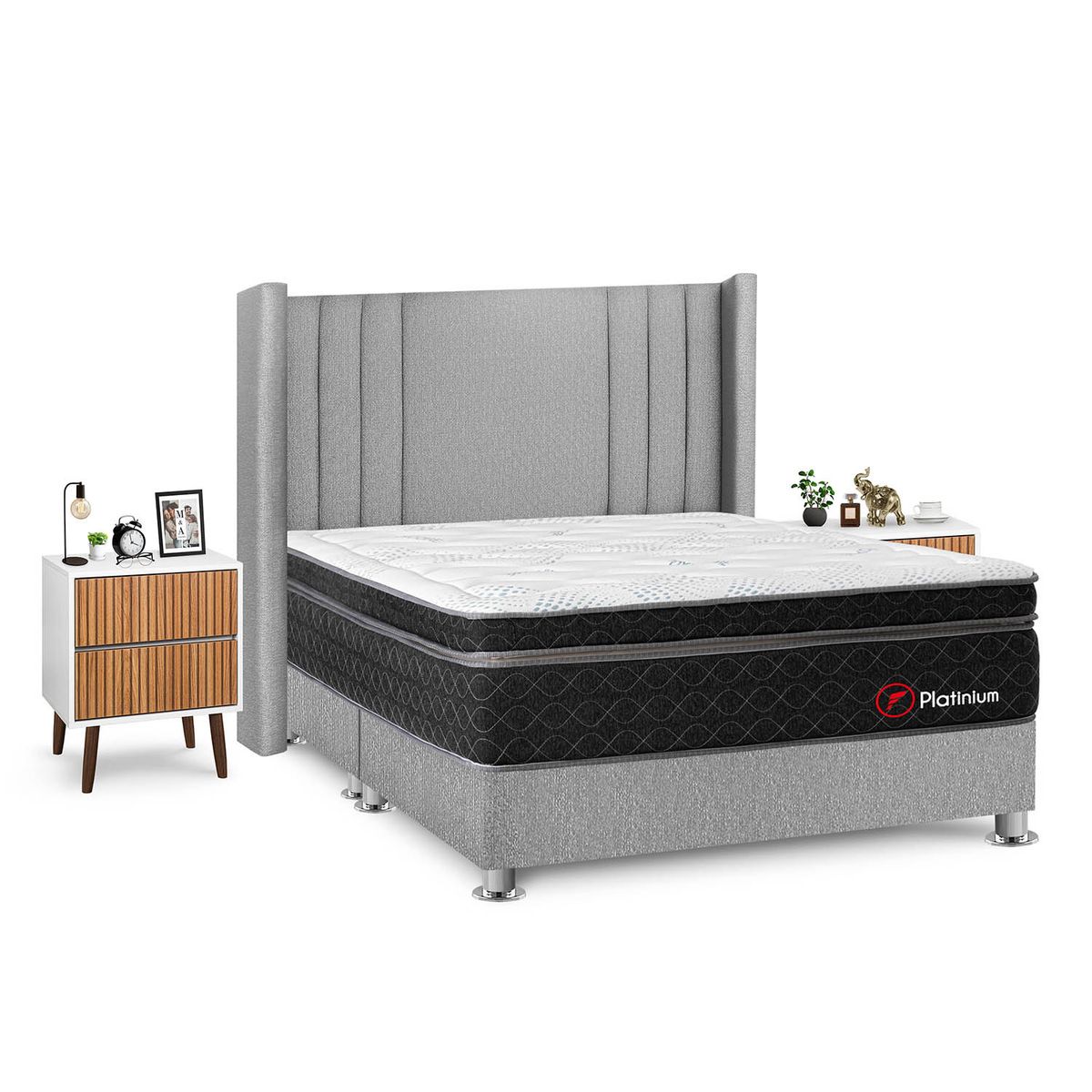 FORLI - Dormitorio Platinium Queen Plata+Vel Milan