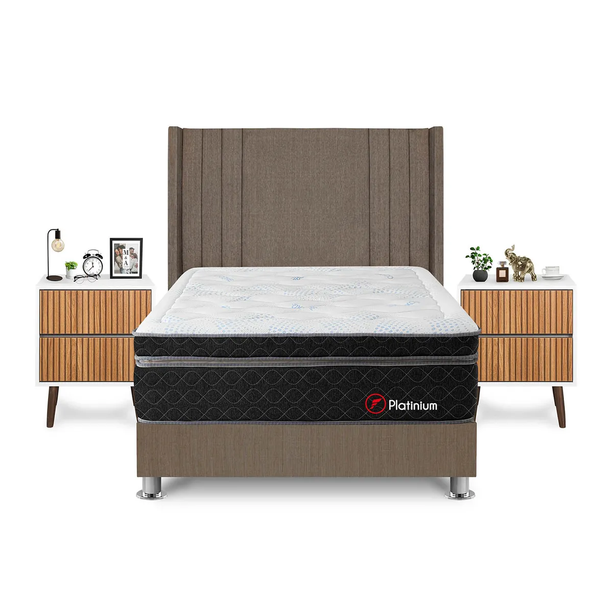 FORLI - Dormitorio Platinium 2Plz Marron+Vel Milan