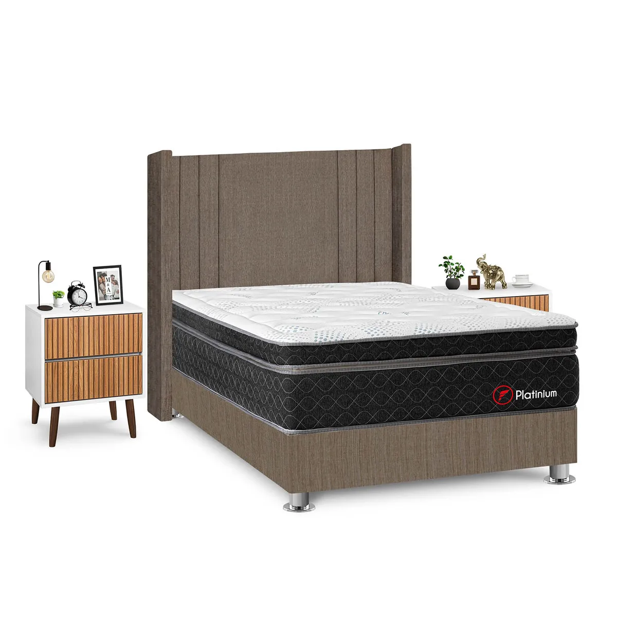 FORLI - Dormitorio Platinium 2Plz Marron+Vel Milan