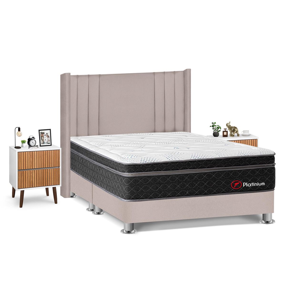 FORLI - Dormitorio Platinium Queen Beige+Vel Milan