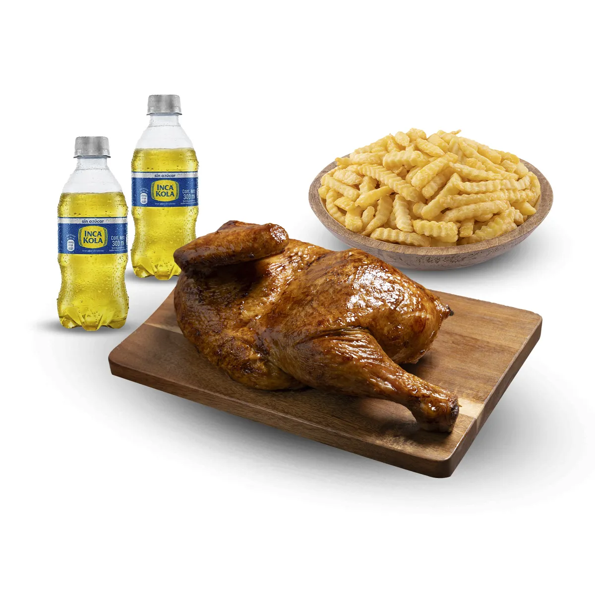 TOTTUS - 1/2 Pollo Rostizado + Porción De Papas + 2 Inca Kola Sin Azúcar 300 Ml