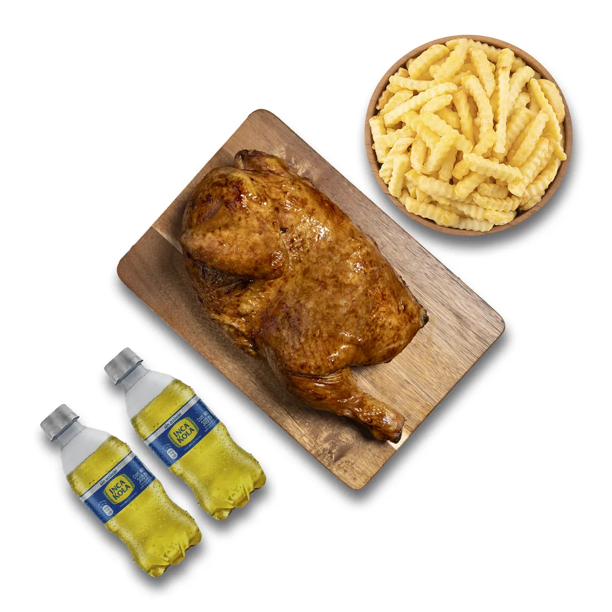 TOTTUS - 1/2 Pollo Rostizado + Porción De Papas + 2 Inca Kola Sin Azúcar 300 Ml
