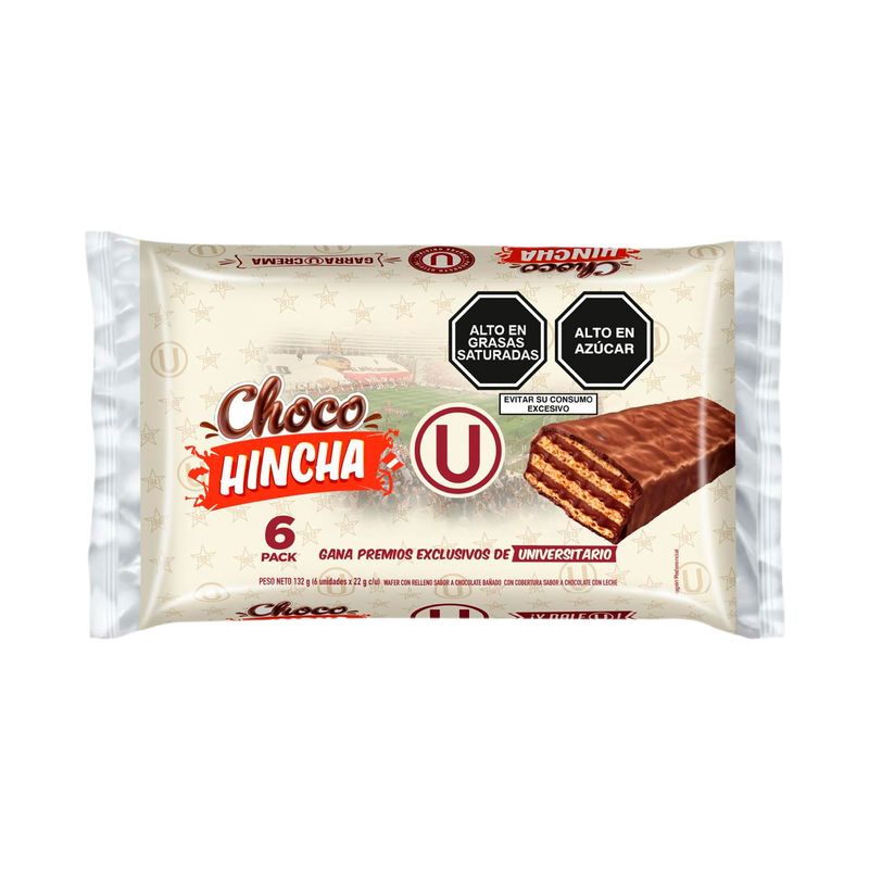 CHOCO HINCHA - Wafer Choco Hincha U Empaque 6 Und 132 g