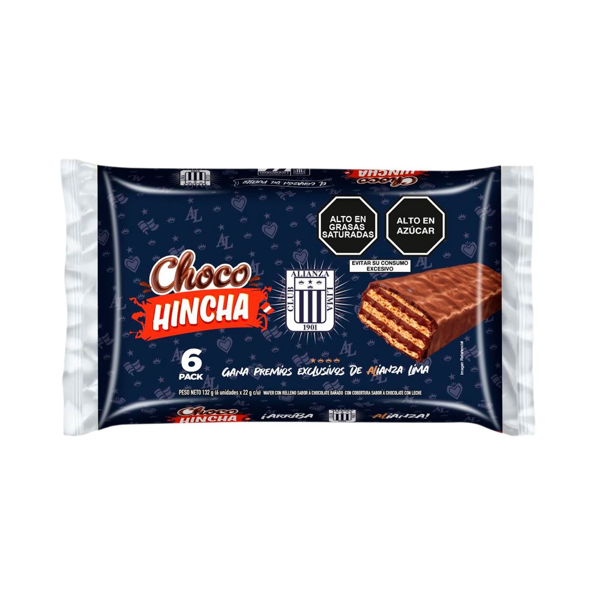 CHOCO HINCHA - Wafer Choco Hincha Alianza Lima Empaque 6 Und 132 g