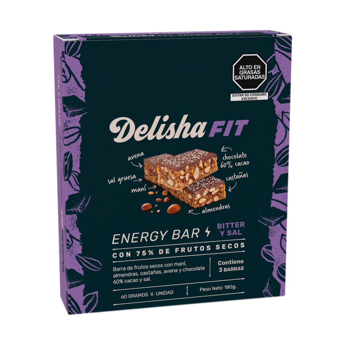DELISHA - Energy Bar Delisha Bitter Sal Empaque 3 Und 180 g