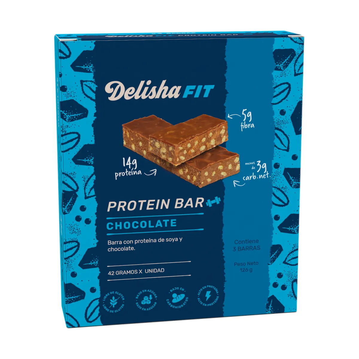 DELISHA - Barra Proteína Delisha Chocolate Display 3 Und 126 g