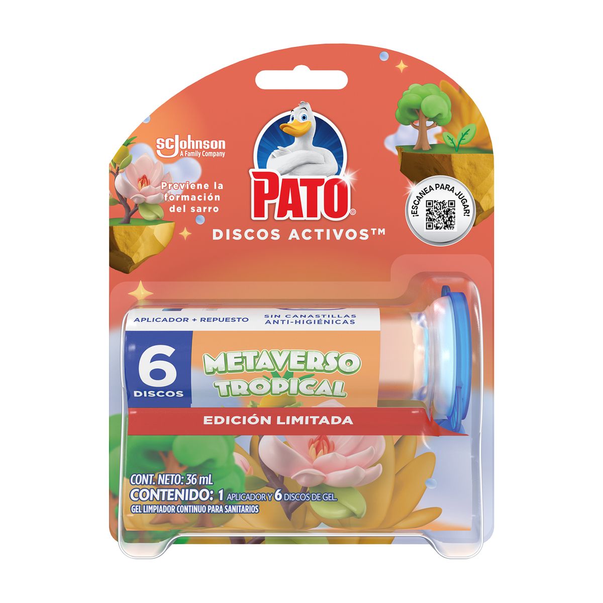 PATO - Limpiador Gel para Baño Pato Discos Activos Metaverso Tropical Envase 500 mL