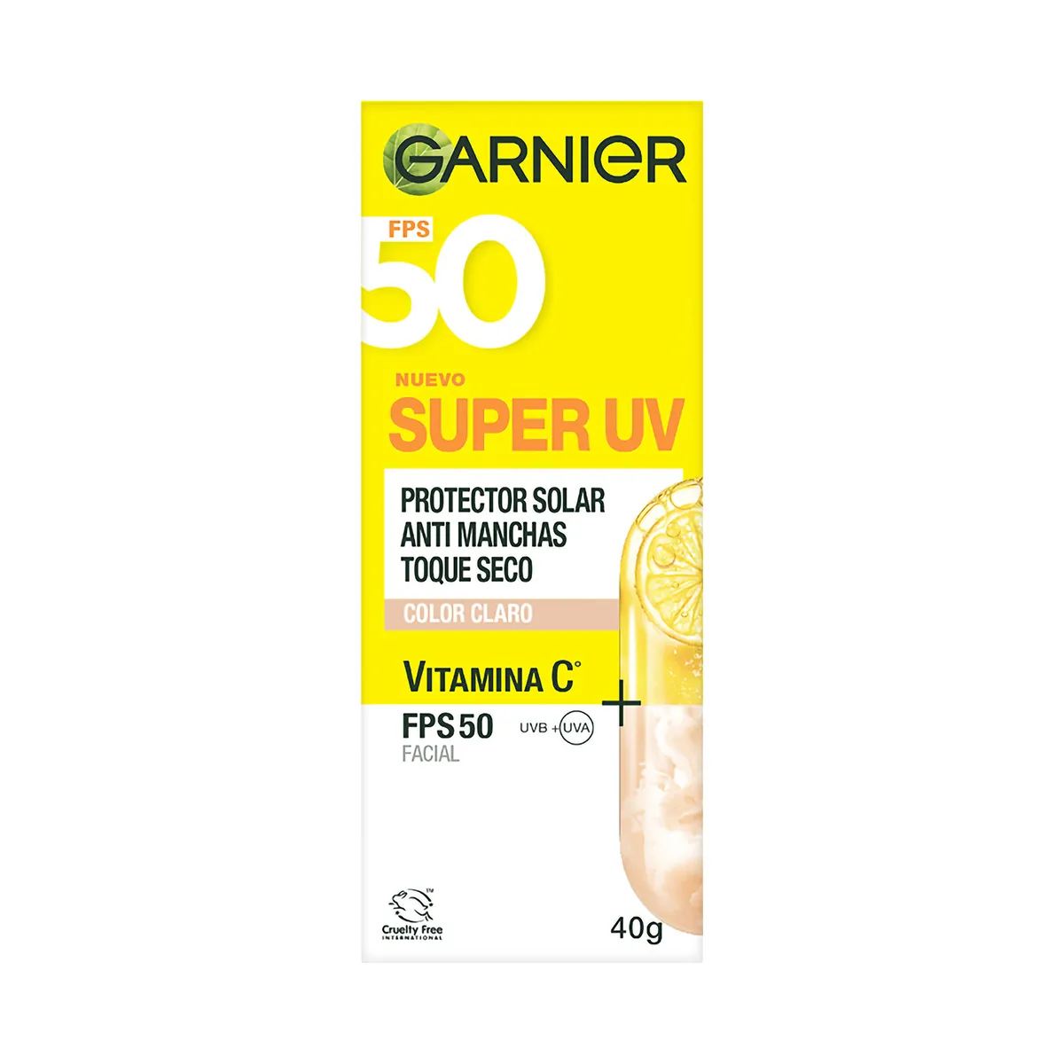 GARNIER - Protector Solar Garnier Super UV Antimanchas Toque Seco Envase 40 g