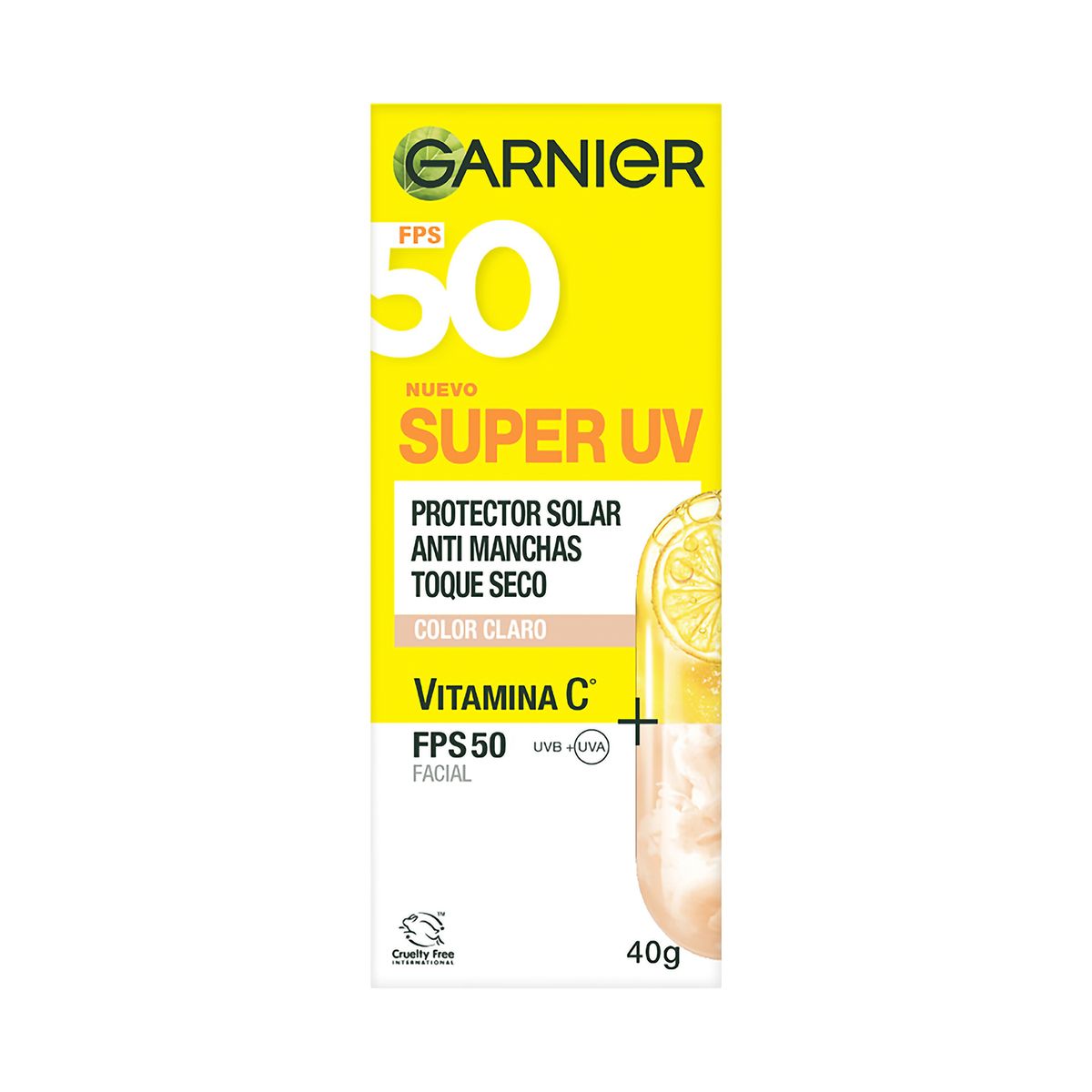 GARNIER - Protector Solar Garnier Super UV Antimanchas Toque Seco Envase 40 g