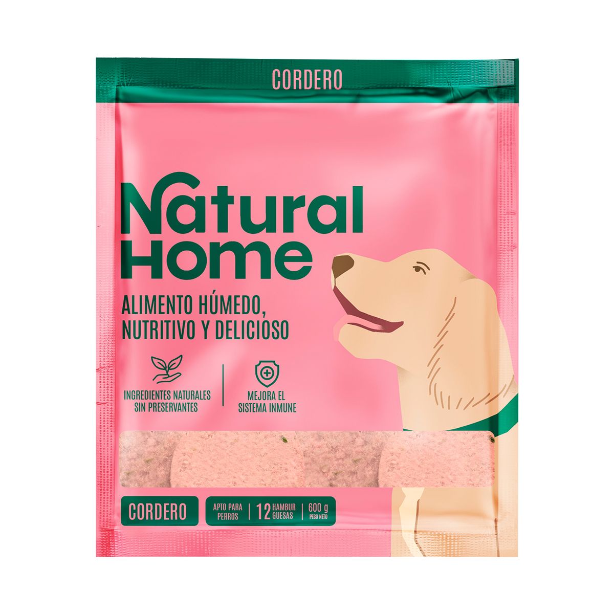 NATURAL HOME - Hamburguesa de  Cordero para Perro Natural Home Empaque 600 g