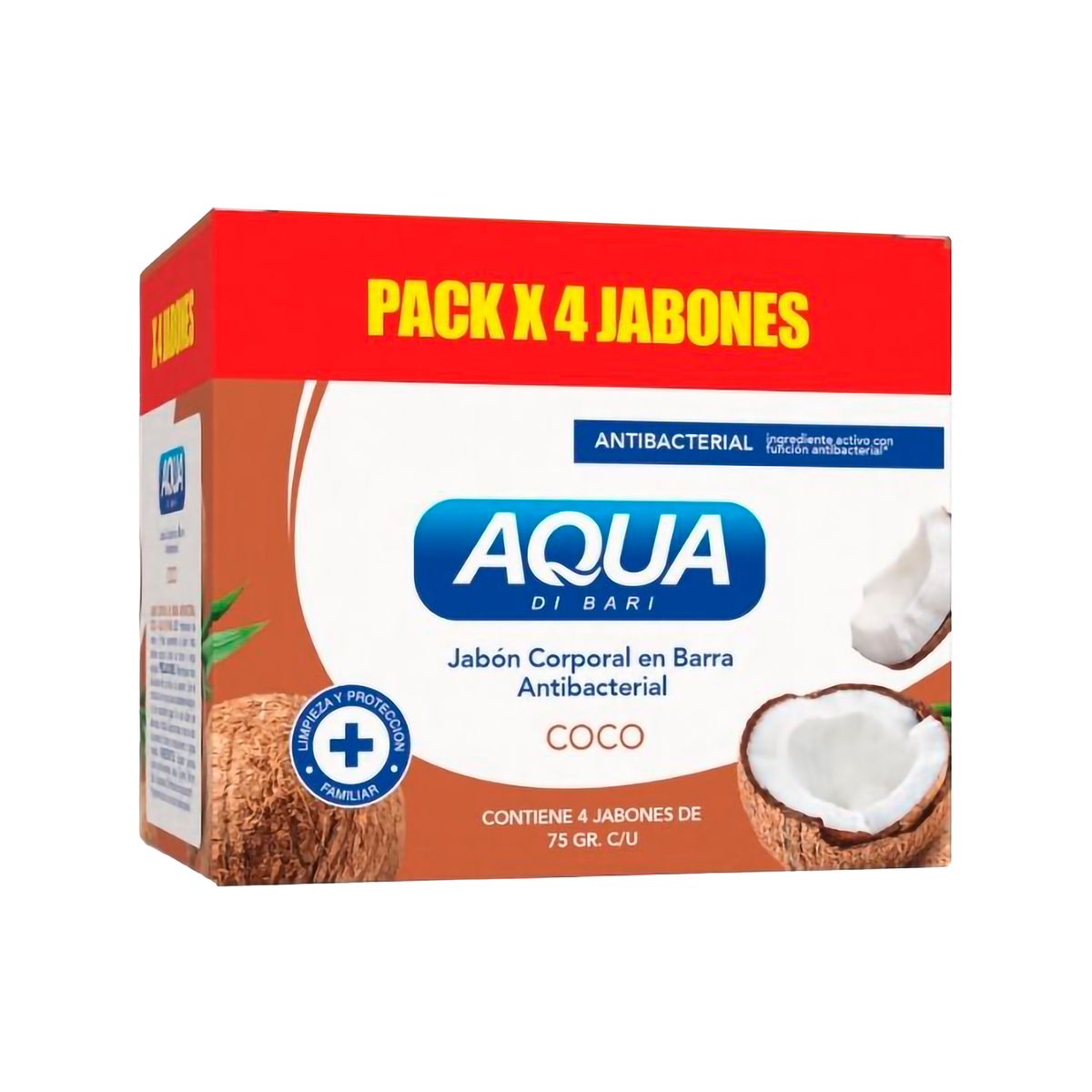 AQUA DI BARI - Jabón Antibacterial Aqua Di Bari Coco Caja 4 Und