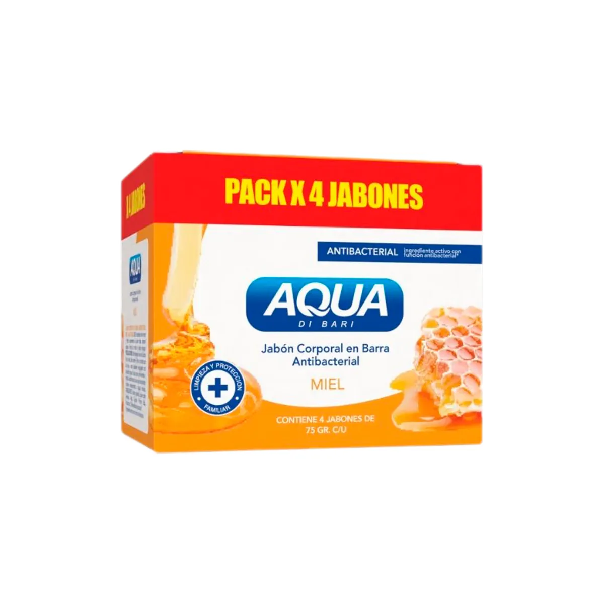 AQUA DI BARI - Jabón Antibacterial Aqua Miel Empaque 4 Und 75 g