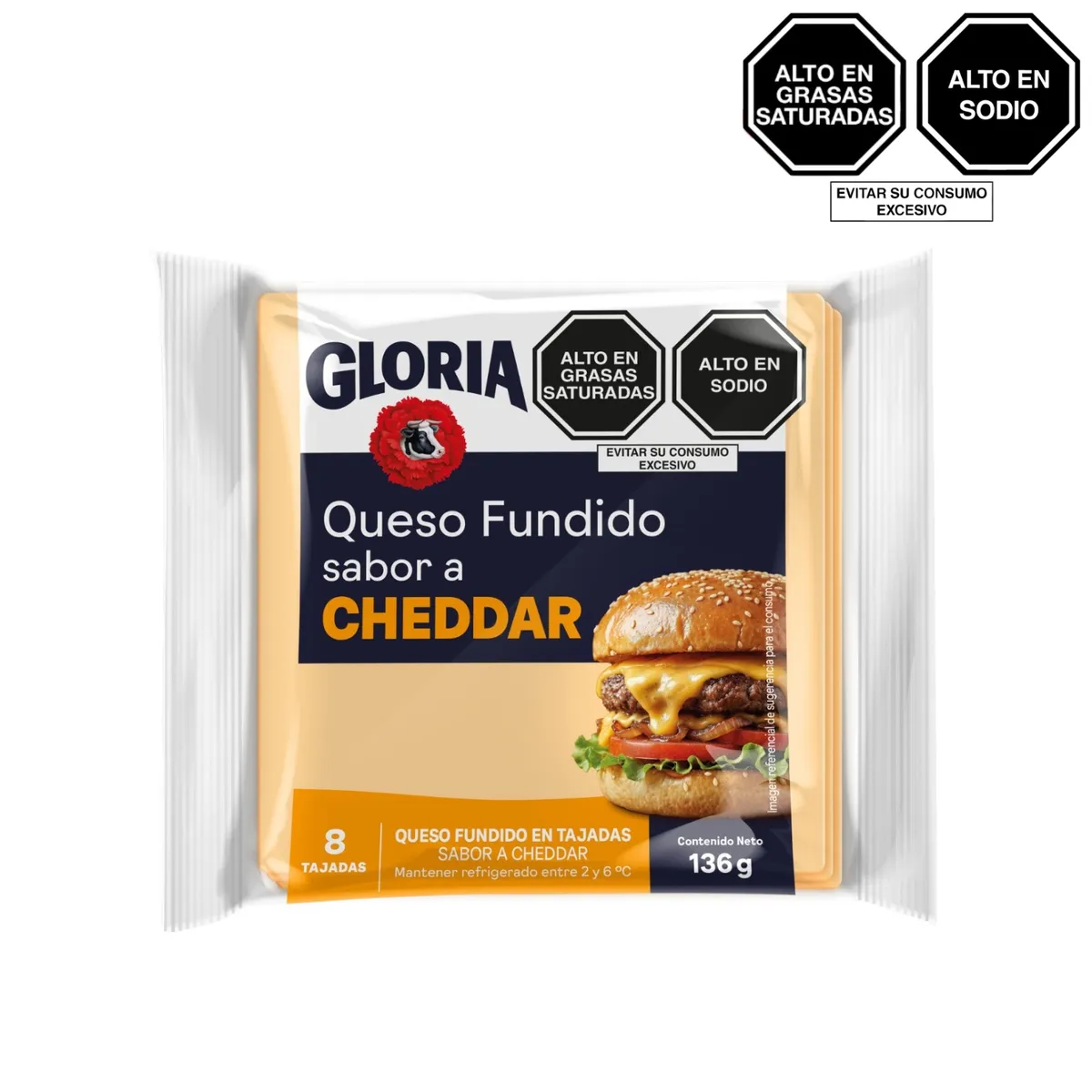 GLORIA - Queso Fundido Cheddar en Tajadas Gloria Empaque 136 g
