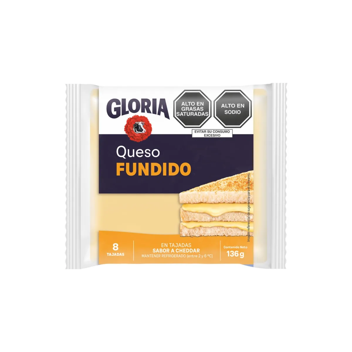 GLORIA - Queso Fundido Cheddar en Tajadas Gloria Empaque 136 g