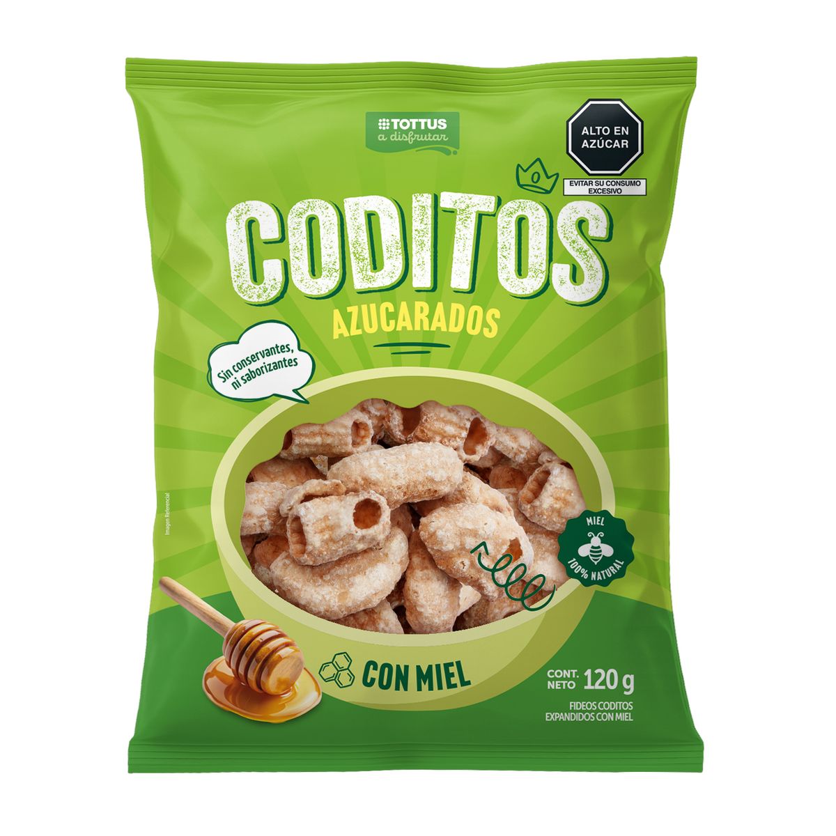 TOTTUS - Coditos Azucarados Tottus Bolsa 120 g
