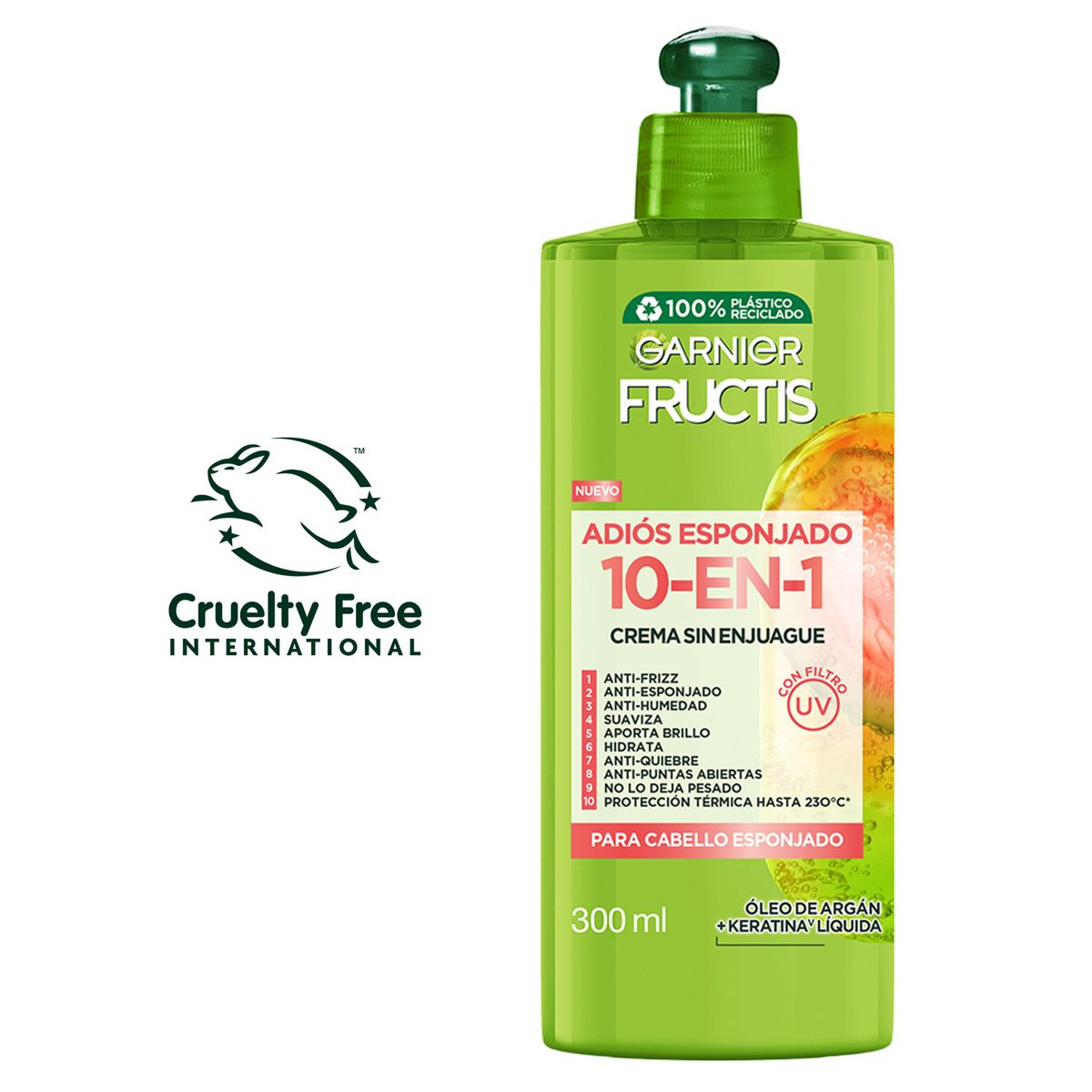 FRUCTIS CORE - Crema para Peinar Fructis 10 en 1 Esponjado Botella 300 mL