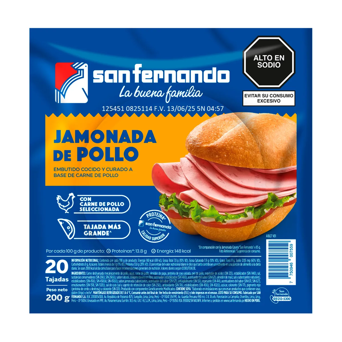 SAN FERNANDO - Jamonada de Pollo San Fernando Empaque 200 g
