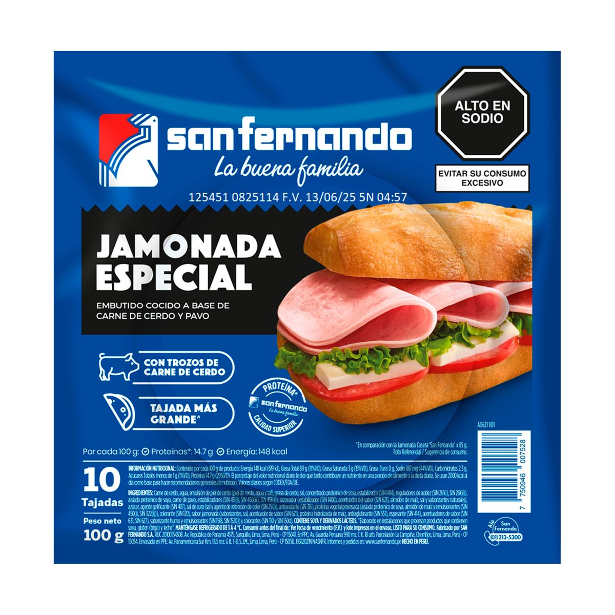 SAN FERNANDO - Jamonada Especial San Fernando Empaque 100 g