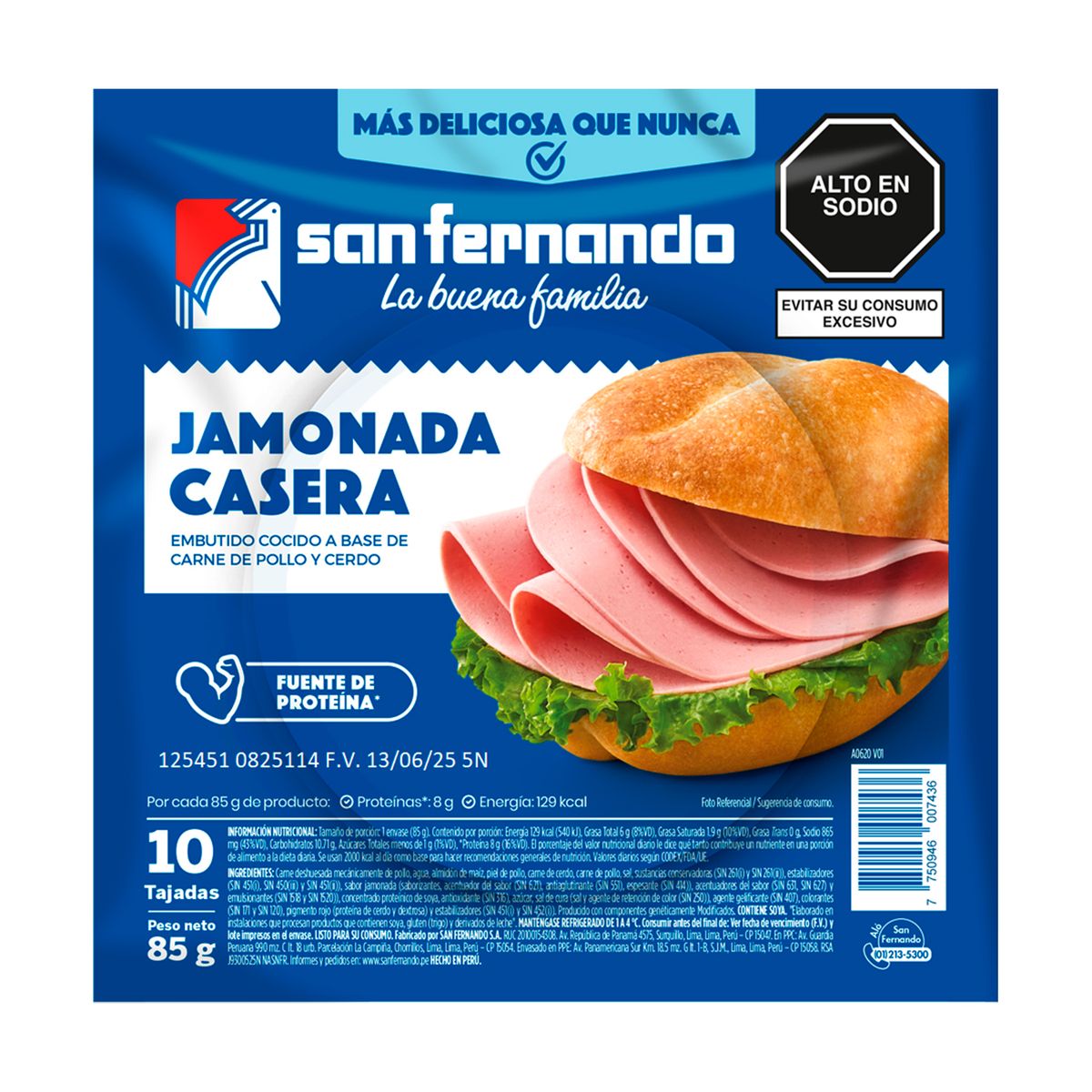 SAN FERNANDO - Jamonada Casera San Fernando Empaque 85 g